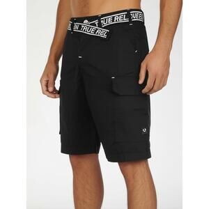 TRUE RELIGION Black‎ Cargo Shorts Detachable Belt Streetwear 700378 Men's 33